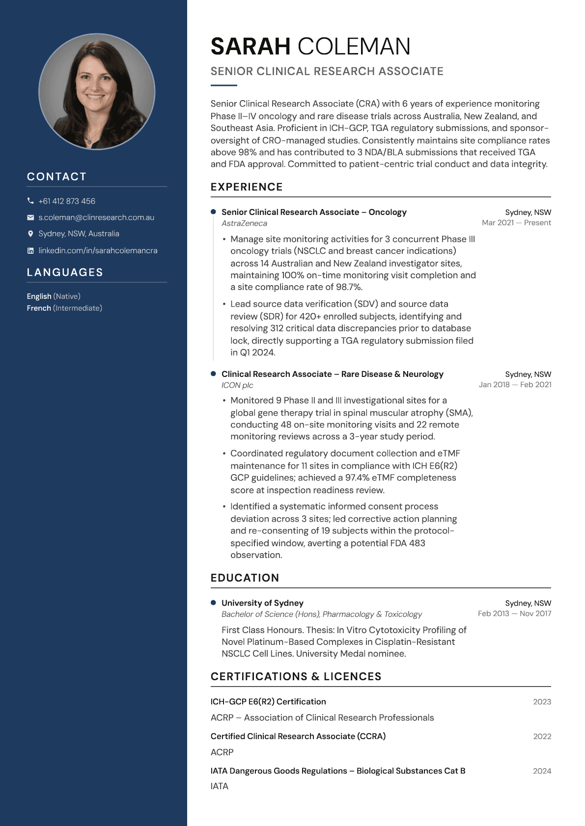Product Manager resume template preview