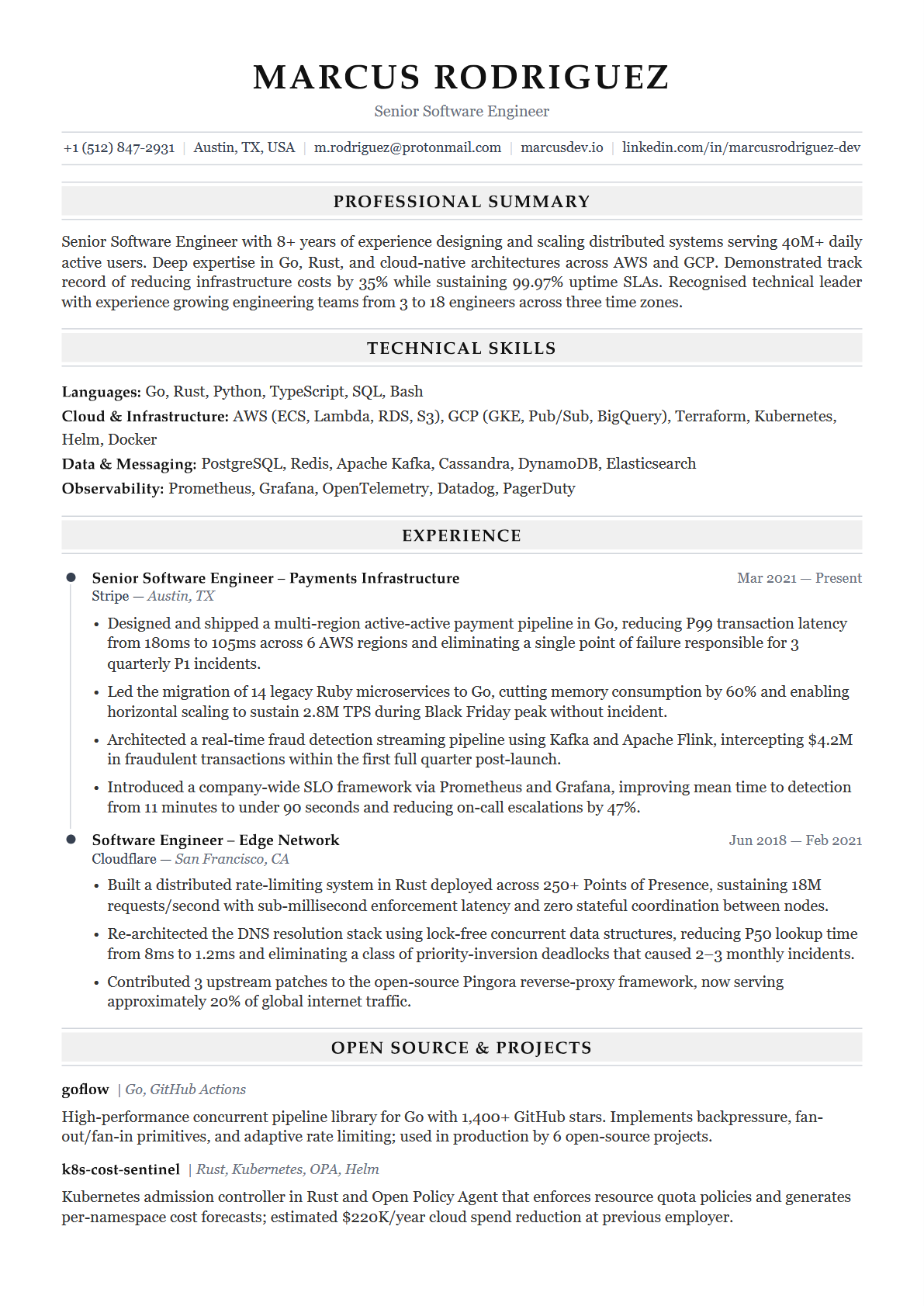 Classic resume template preview