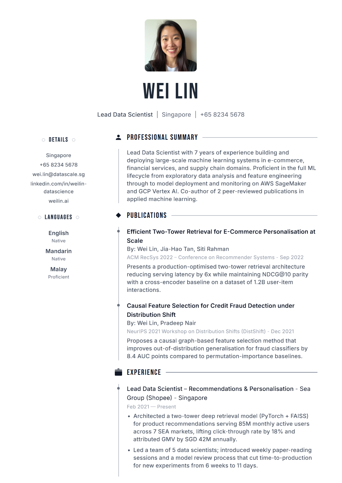 Kinetic resume template preview