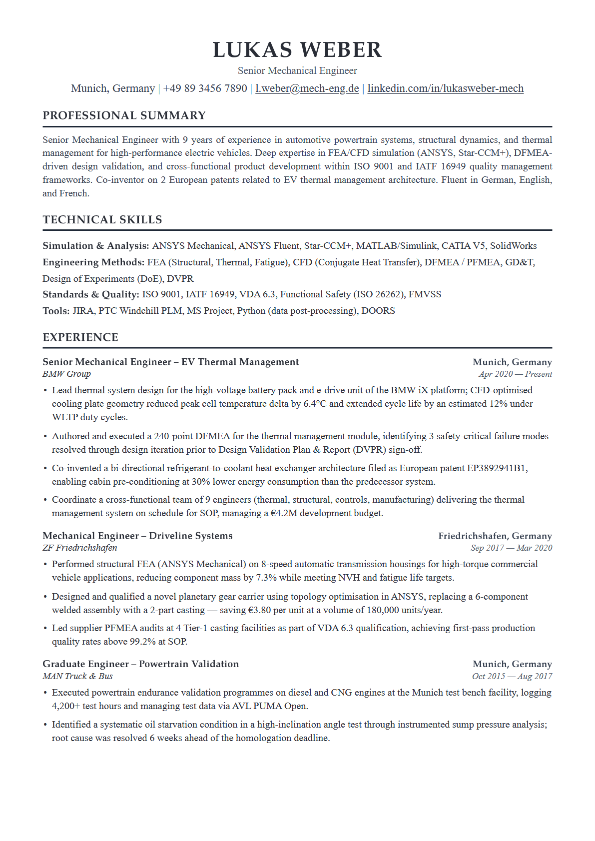 Professional resume template preview